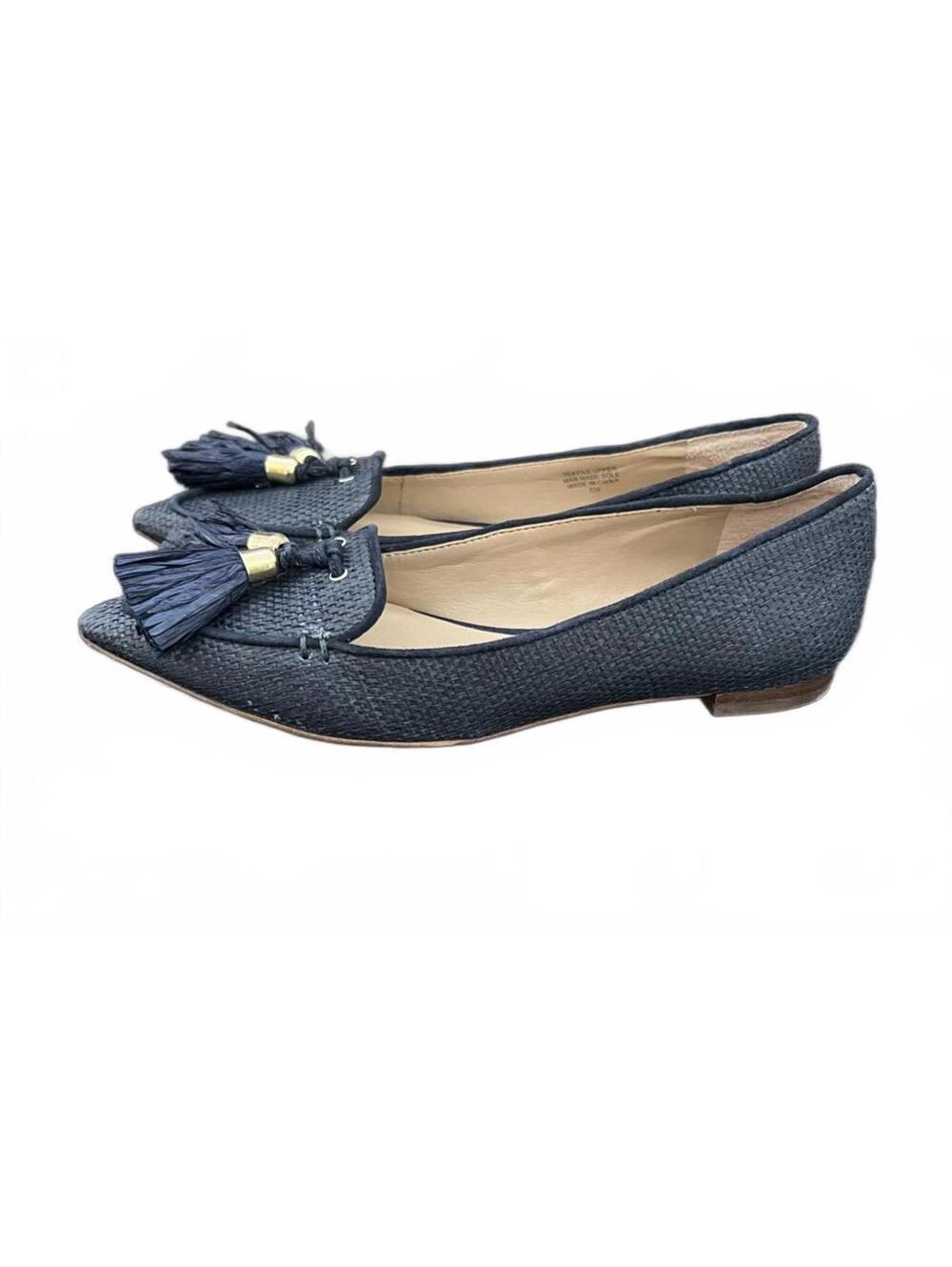Ann‎ Taylor Loafers Navy Blue Woven Tassel Pointed Toe Flats Size 5M